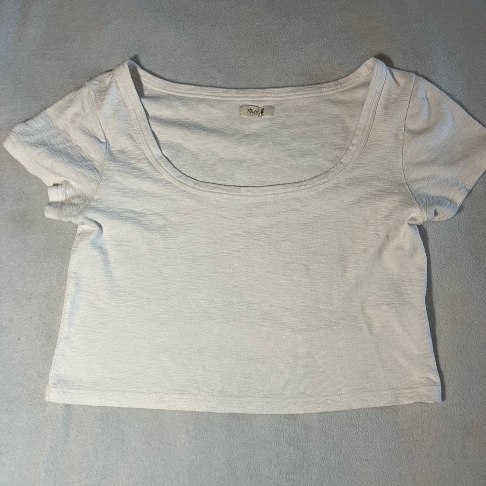 Madewell White Scoop Neck Crop Top